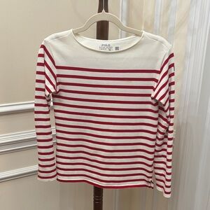 Polo by Ralph Lauren Kids Long Sleeve Red and White Tee